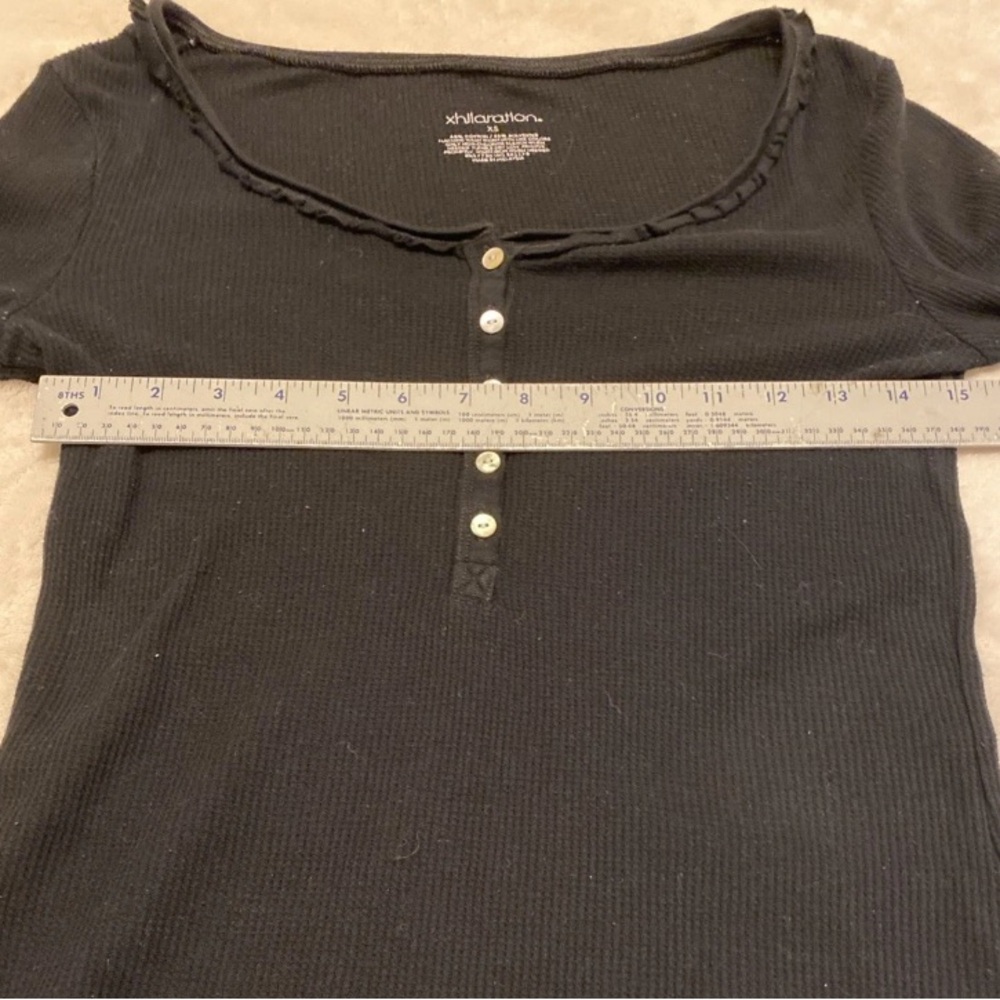 Xhilaration Black Button-Front Long Sleeve Top - Picture 12 of 13